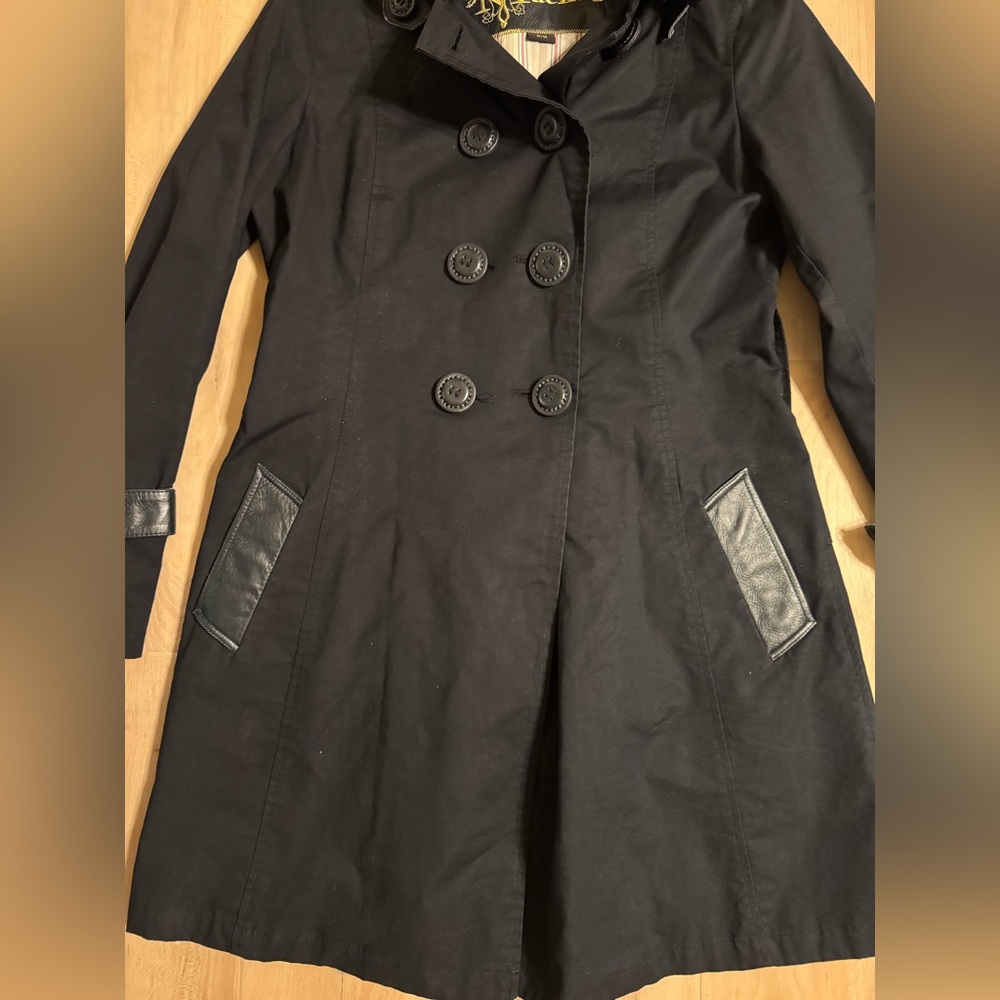 Mackage Trench Coat with Leather Trim Size Medium - Picture 5 of 11